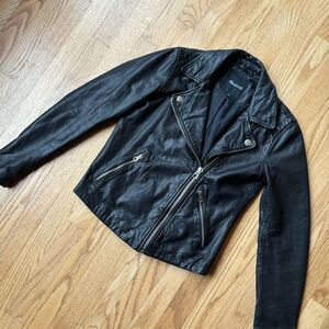 Madewell The Washed Leather Motorcycle Jacket Black XS